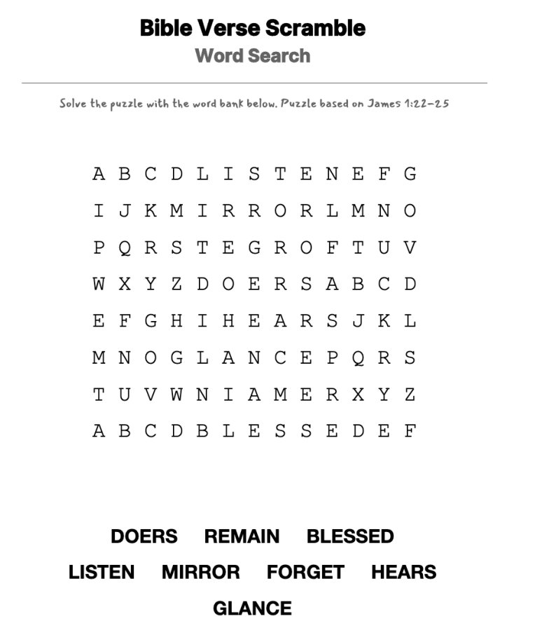 A Spiritual Workout word-search